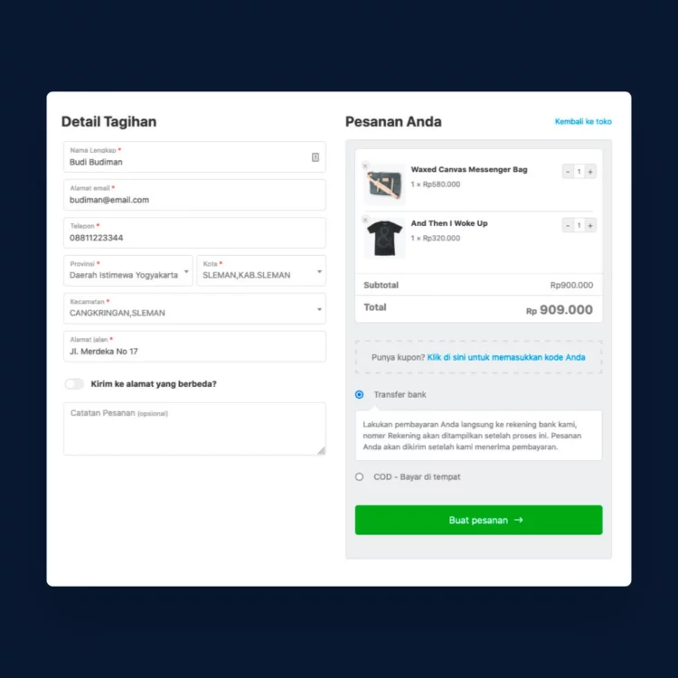 checkout woocommerce