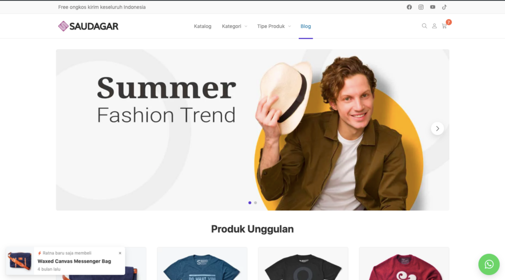 halaman home Toko Online Fashion WordPress