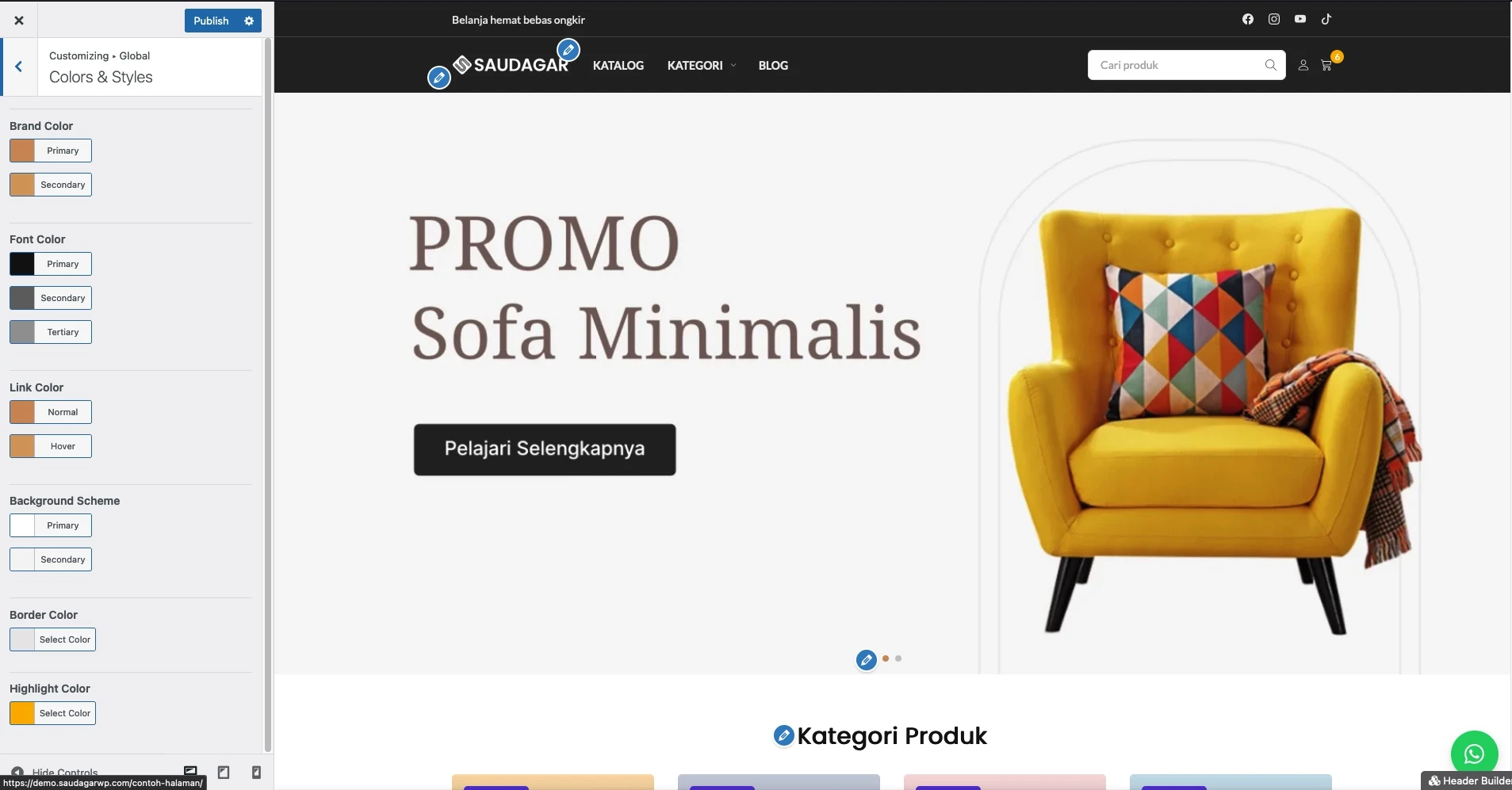 warna Template WordPress Furniture