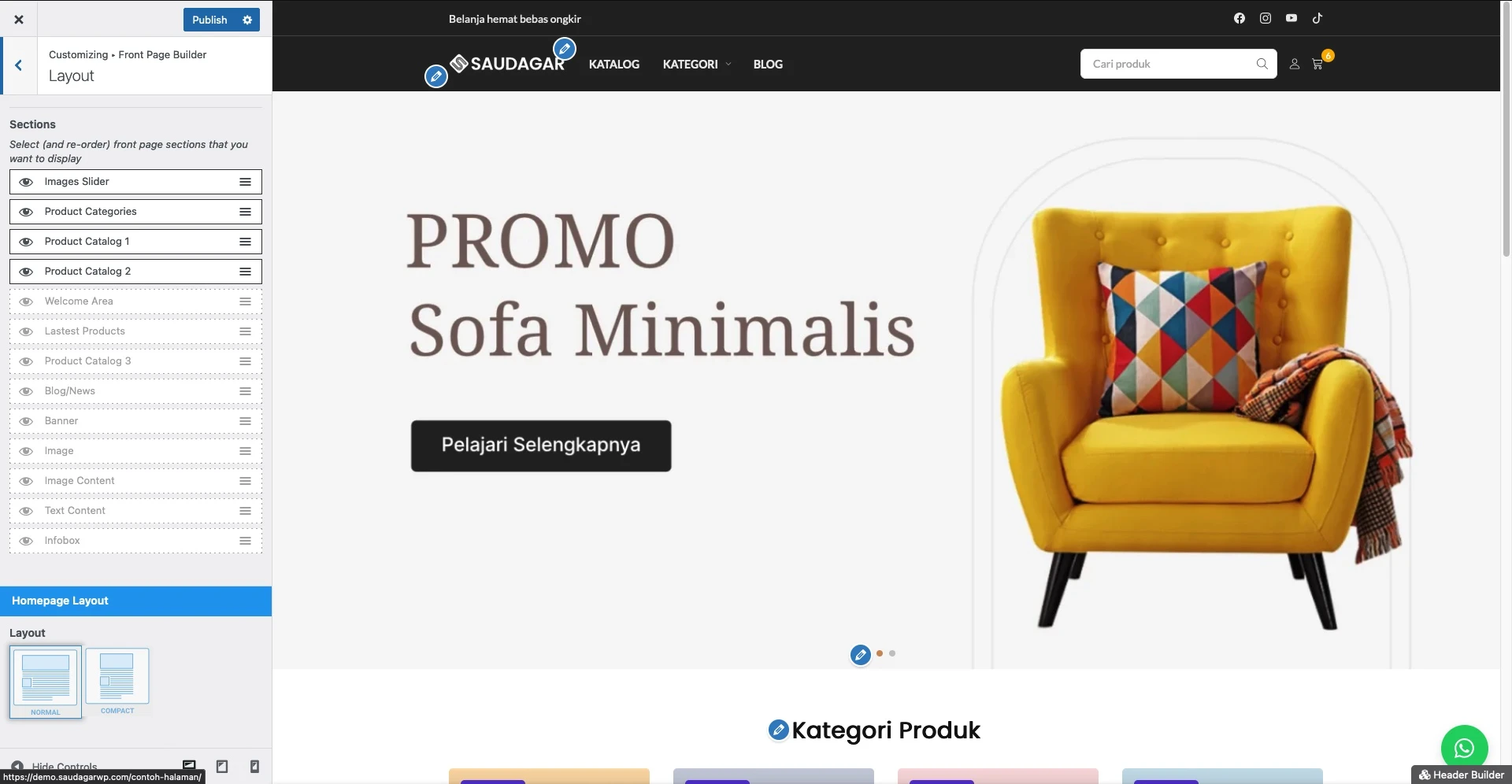 Layout Template WordPress Furniture