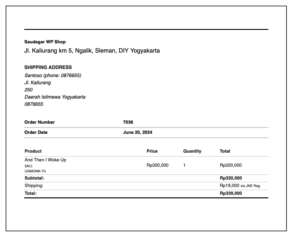 Preview Label Pengiriman di WooCommerce